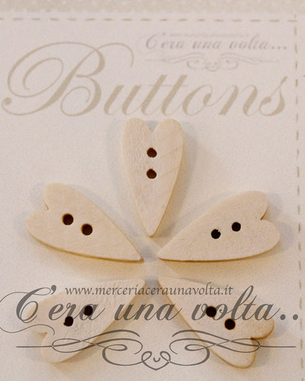 Bottoni in legno a forma di cuore allungato