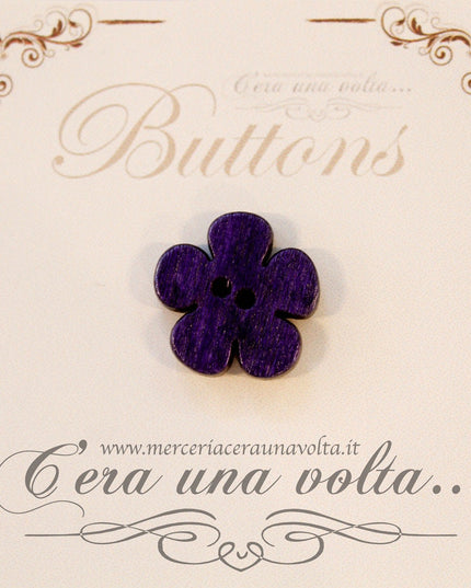 Bottone in legno fiore Indaco