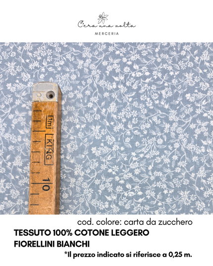 Tessuto 100% Cotone Leggero – Fiorellini Bianchi
