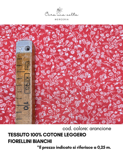 Tessuto 100% Cotone Leggero – Fiorellini Bianchi