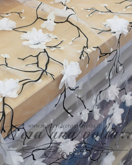 Organza con stampa tridimensionale Bianca