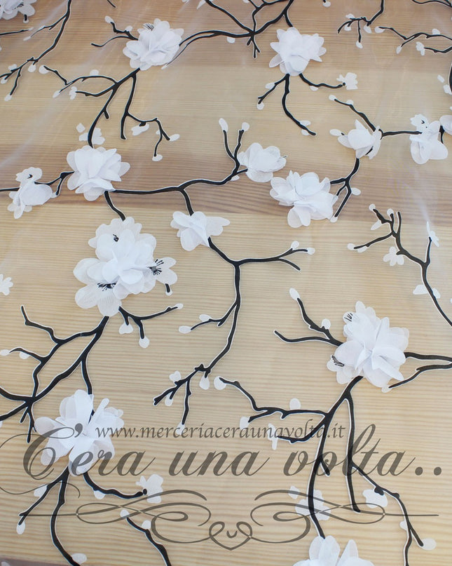 Organza con stampa tridimensionale Bianca