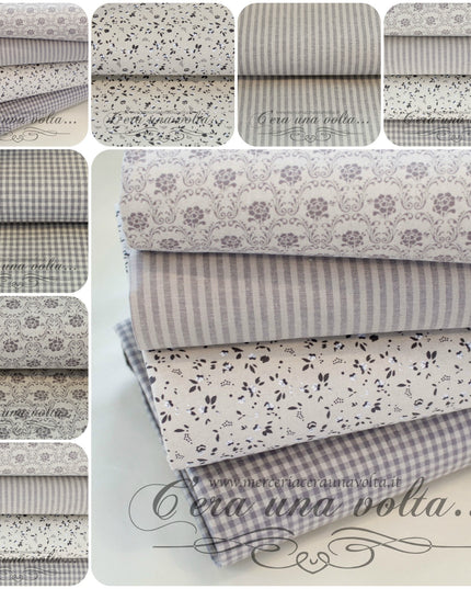 Set 12 Pz Tessuto Pretagliato Country Gray