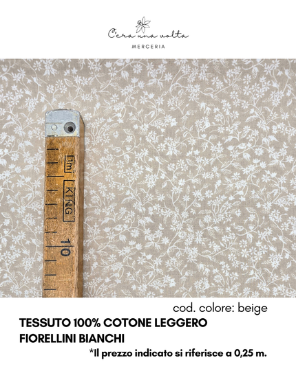 Tessuto 100% Cotone Leggero – Fiorellini Bianchi