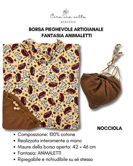 Borsa Pieghevole Artigianale – Fantasia animaletti