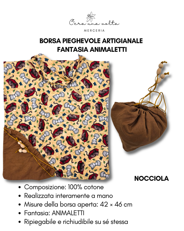 Borsa Pieghevole Artigianale – Fantasia animaletti
