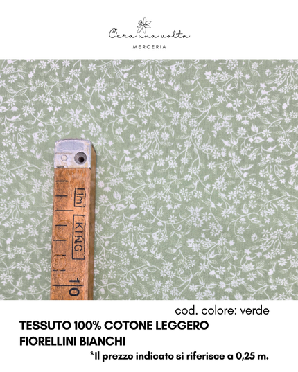 Tessuto 100% Cotone Leggero – Fiorellini Bianchi