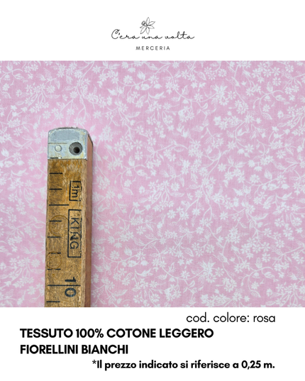 Tessuto 100% Cotone Leggero – Fiorellini Bianchi