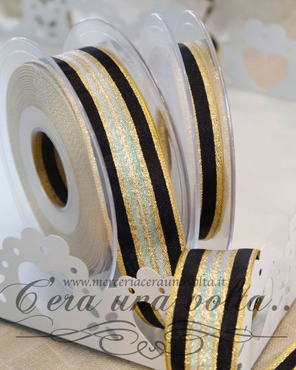 Nastro Glitter Stripe Gold