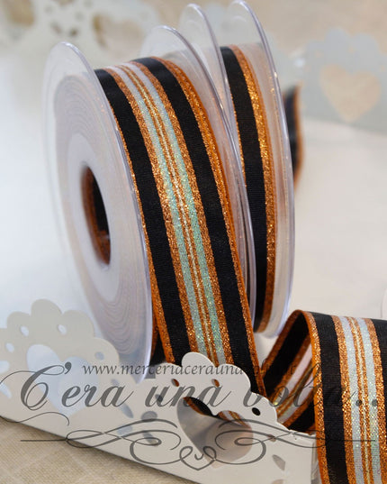 Nastro Glitter Stripe Gold Greenery