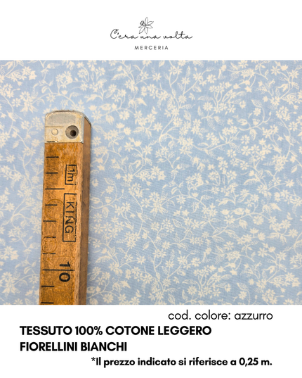 Tessuto 100% Cotone Leggero – Fiorellini Bianchi