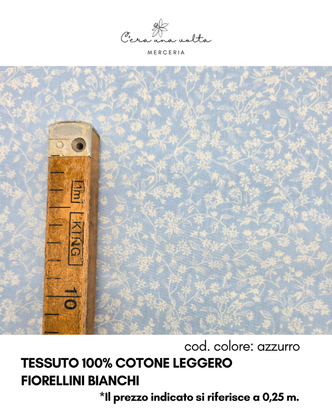 Tessuto 100% Cotone Leggero – Fiorellini Bianchi