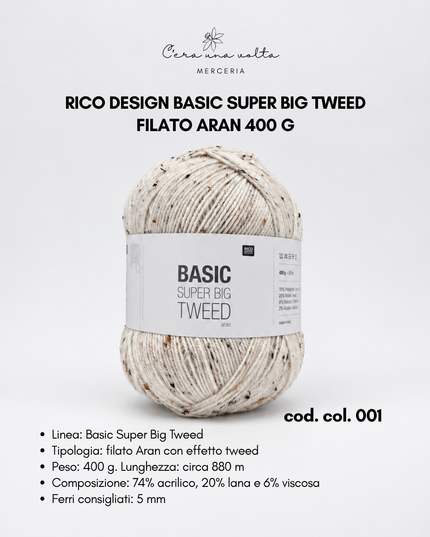 Rico Design Basic Super Big Tweed – Filato Aran 400 g