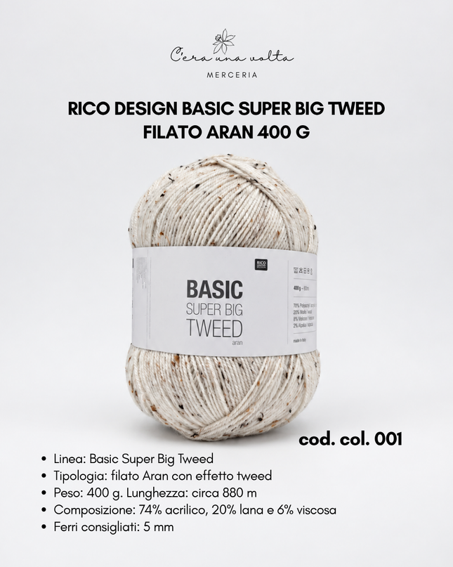 Rico Design Basic Super Big Tweed – Filato Aran 400 g