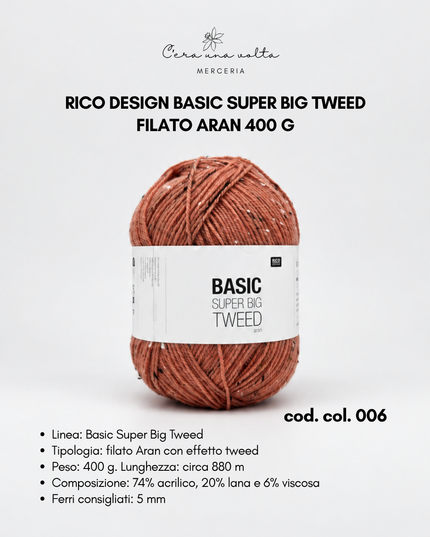 Rico Design Basic Super Big Tweed – Filato Aran 400 g
