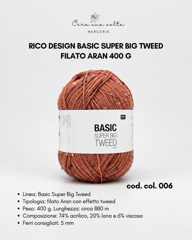 Rico Design Basic Super Big Tweed – Filato Aran 400 g