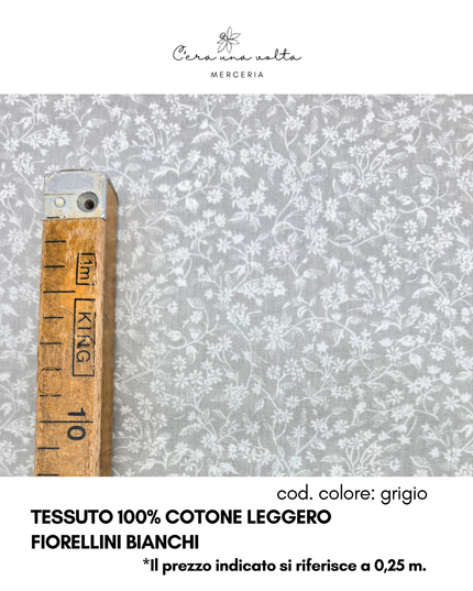 Tessuto 100% Cotone Leggero – Fiorellini Bianchi