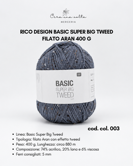 Rico Design Basic Super Big Tweed – Filato Aran 400 g