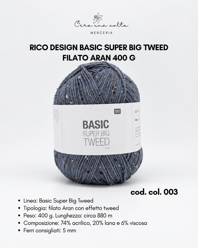 Rico Design Basic Super Big Tweed – Filato Aran 400 g