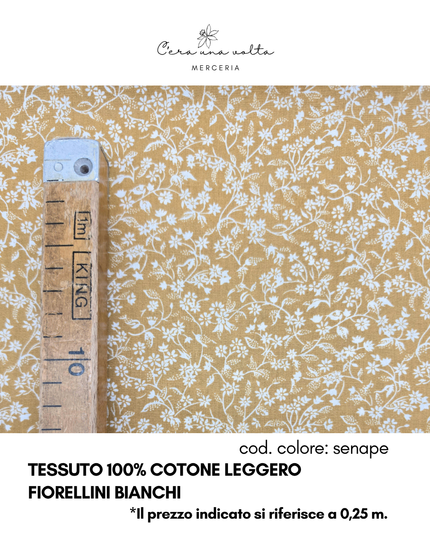 Tessuto 100% Cotone Leggero – Fiorellini Bianchi