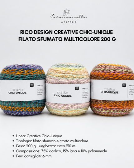 Rico Design Creative Chic-Unique – Filato sfumato multicolore 200 g