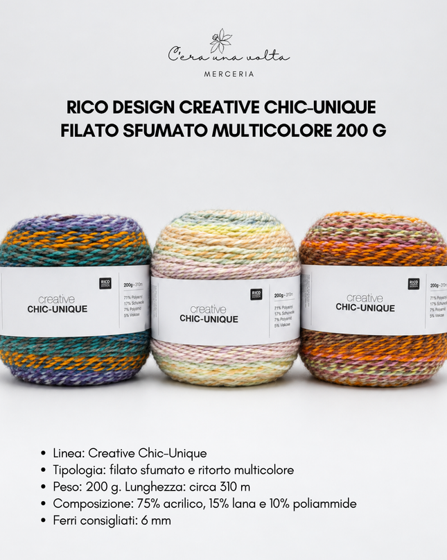 Rico Design Creative Chic-Unique – Filato sfumato multicolore 200 g