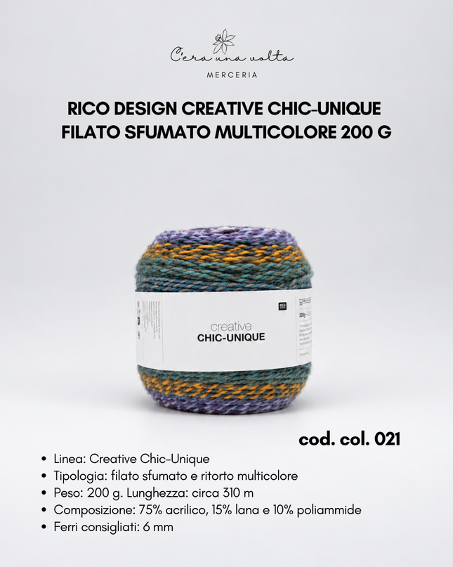 Rico Design Creative Chic-Unique – Filato sfumato multicolore 200 g