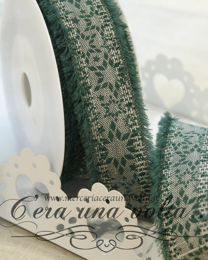 Nastro di lino sfrangiato Verde