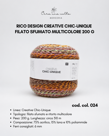 Rico Design Creative Chic-Unique – Filato sfumato multicolore 200 g