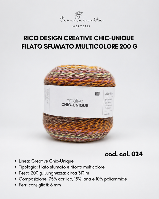 Rico Design Creative Chic-Unique – Filato sfumato multicolore 200 g