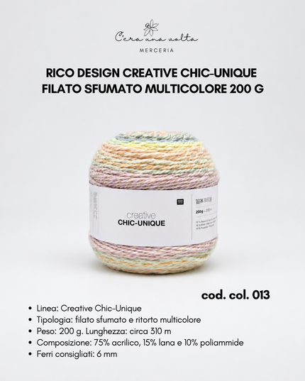 Rico Design Creative Chic-Unique – Filato sfumato multicolore 200 g