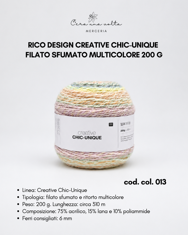 Rico Design Creative Chic-Unique – Filato sfumato multicolore 200 g