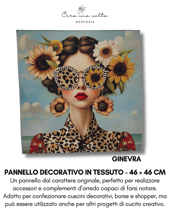 Pannello decorativo in tessuto – 46 × 46 cm (volti femminili)
