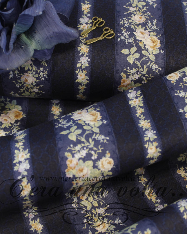 Tessuto Rose Shabby Chic Blue