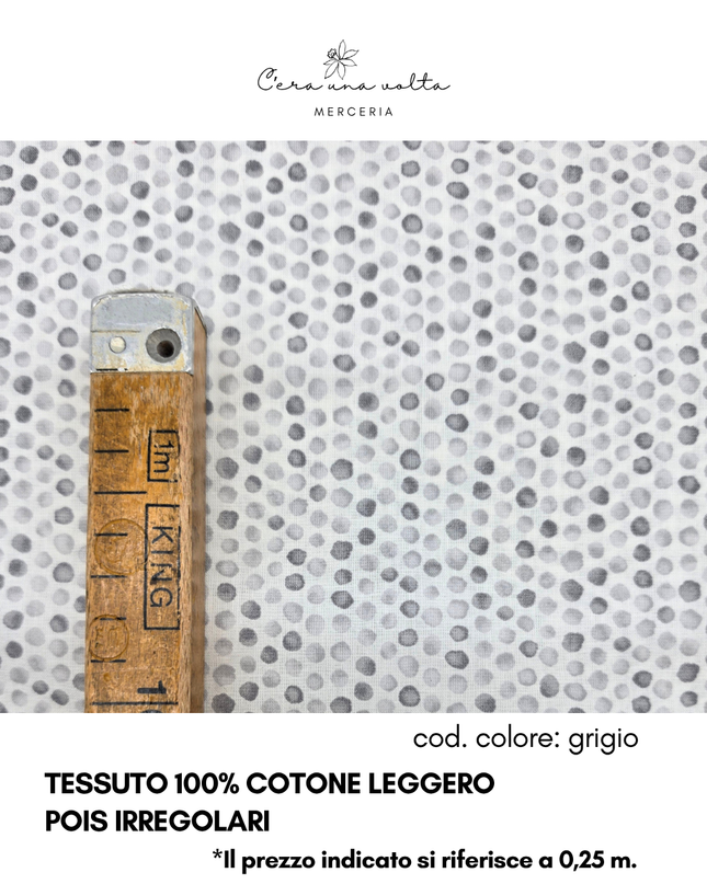 Tessuto 100% Cotone Leggero – Pois Irregolari