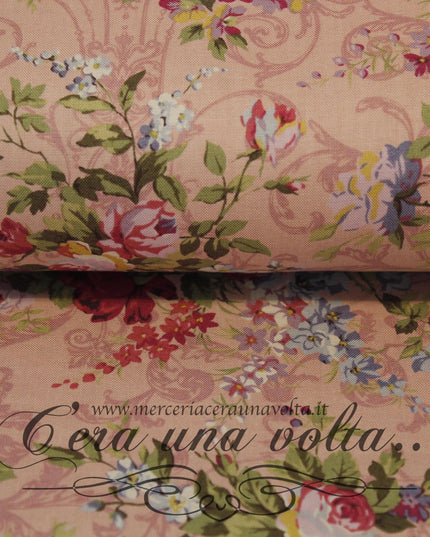 Tessuto Floral Collection Rosa Antico