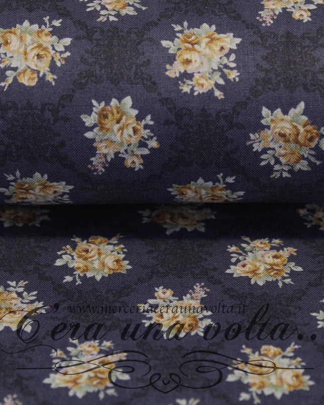 Tessuto Bouquet de fleurs bleues