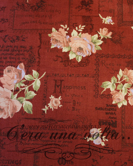 Tessuto Rose Antique Vintage Purple