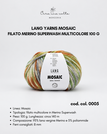 Lang Yarns Mosaic – Filato Merino Superwash multicolore 100 g