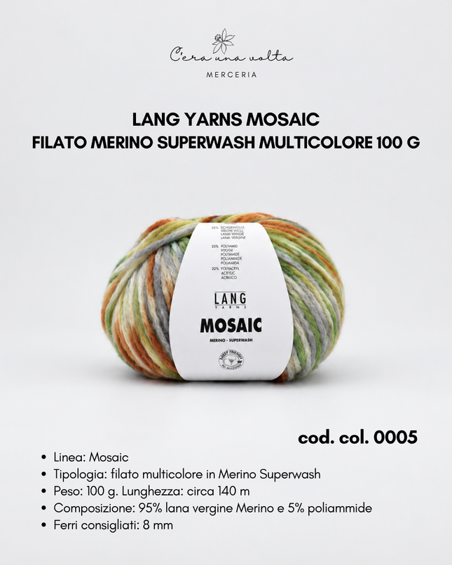 Lang Yarns Mosaic – Filato Merino Superwash multicolore 100 g