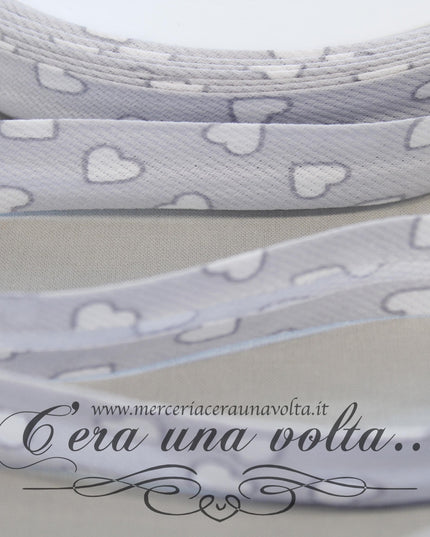 Sbieco in Cotone Piquet Cuori Grigio Seta