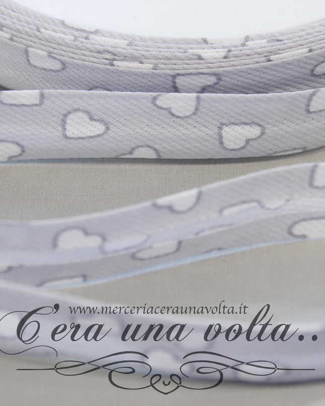 Sbieco in Cotone Piquet Cuori Grigio Seta