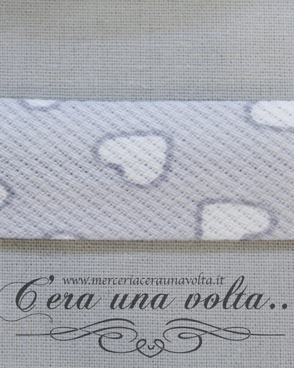 Sbieco in Cotone Piquet Cuori Grigio Seta