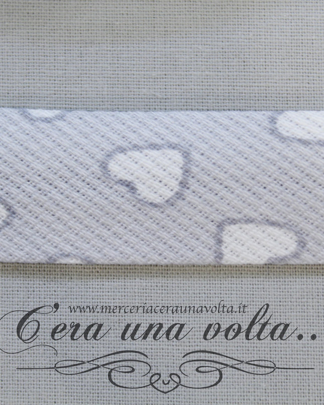 Sbieco in Cotone Piquet Cuori Grigio Seta