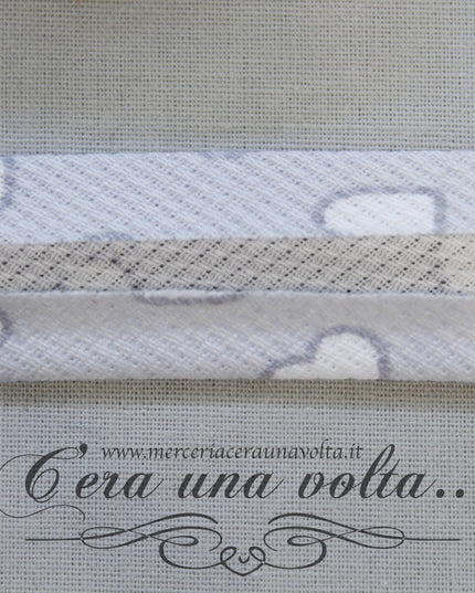Sbieco in Cotone Piquet Cuori Grigio Seta