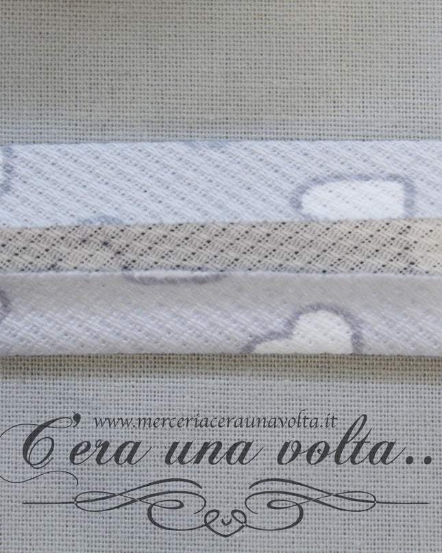 Sbieco in Cotone Piquet Cuori Grigio Seta