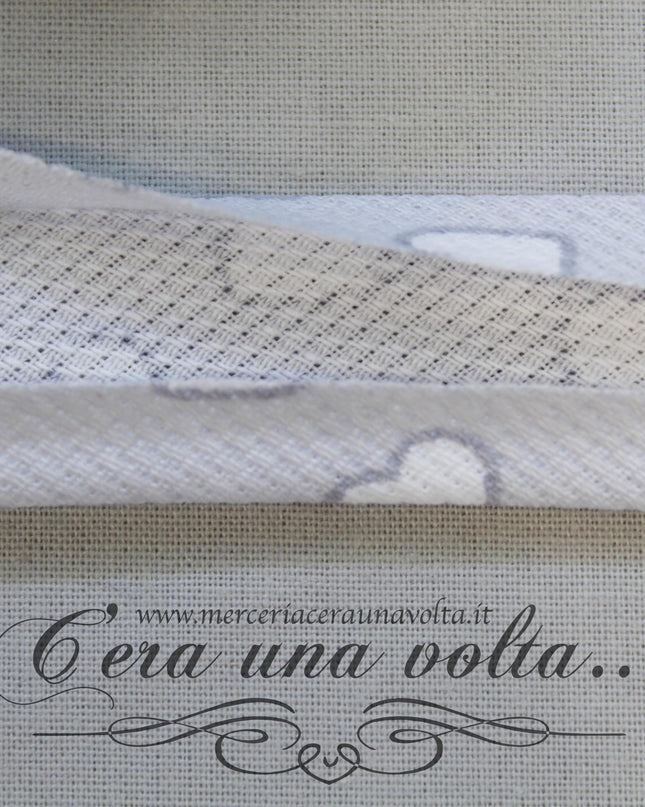 Sbieco in Cotone Piquet Cuori Grigio Seta