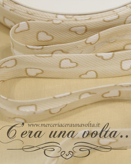 Sbieco in Cotone Piquet Cuori Beige