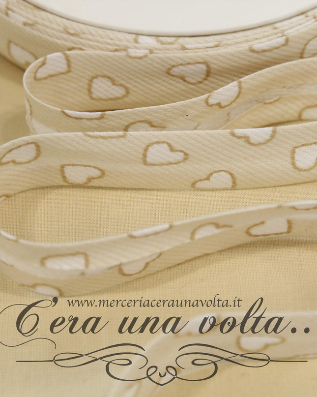 Sbieco in Cotone Piquet Cuori Beige