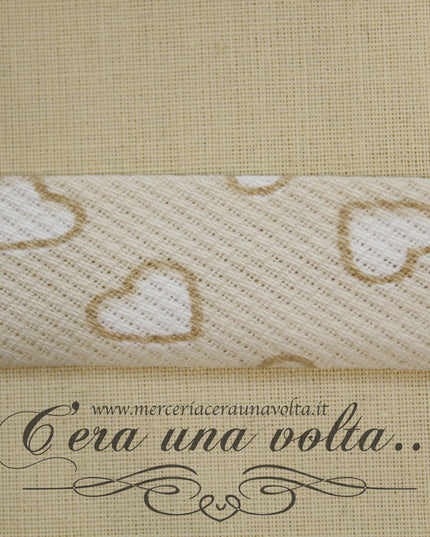 Sbieco in Cotone Piquet Cuori Beige